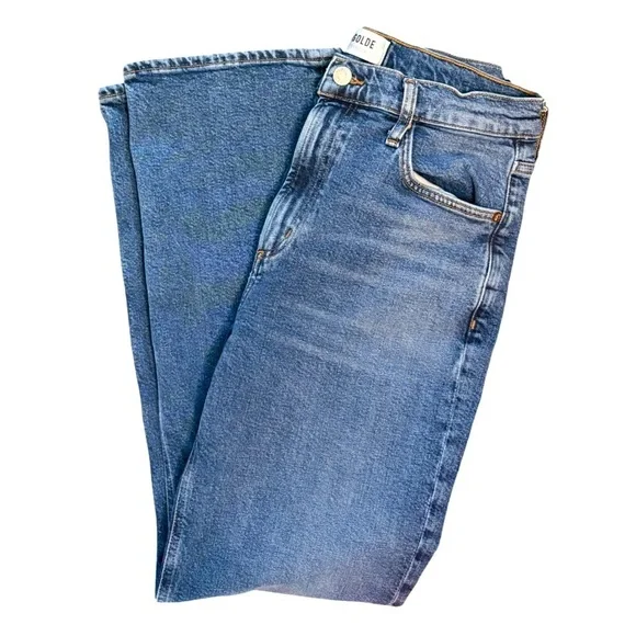 Agolde Vintage High Rise Bootcut Non Distressed Medium Blue Denim Jean Size 28